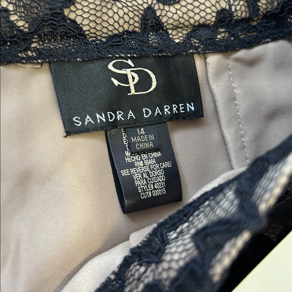 Sandra Darren Black Lace Beaded Long Pencil Skirt - Picture 10 of 11